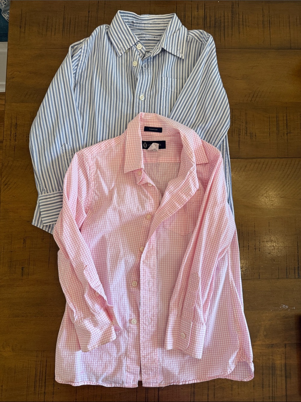 Crewcuts: Pink Gingham and Blue Striped Button-Up Shirts